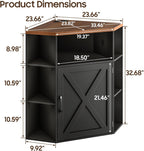Vabches Corner Cabinet, Corner Storage Shelf with USB Ports and Outlets Industrial Organizer for Small Space Wooden 6-Cubby Bookshelf for Study, Playroom, Living Room (Black and Brown)