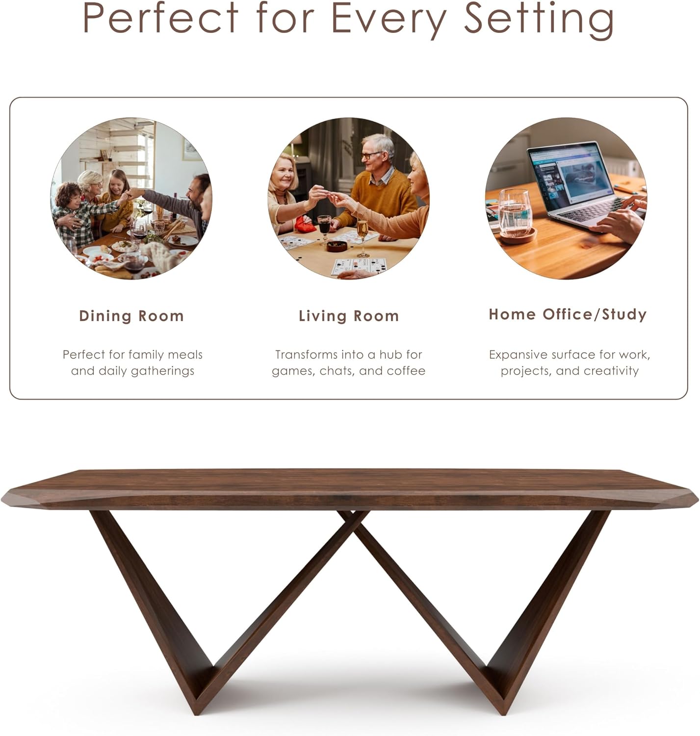 Furniture of America Nazaen III Mid-Century Modern Solid Wood 5-Piece Live Edge Dining Set – 82.5" Brown Table with Upholstered Chairs for Home Kitchen, Dinette, Rich Walnut