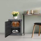 Side Table, Industrial Style Container Cabinet with Metal Combination Lock and 4 Metal Feet, Iron Bedside Table for Bedroom, Living Room, Black