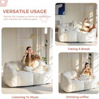 MAXYOYO Bean Bag Chair for Adults, Floral Shaped Bean Bag Sofa | Ultra Soft Faux Fur Floor Sofa, Large Reading Chair for Living Room Bedroom, Beige, Double