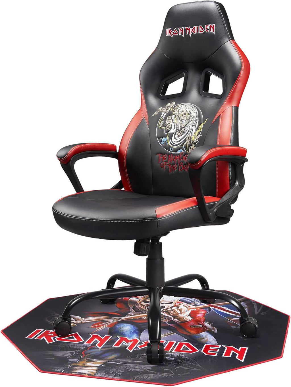 Subsonic - Metal Music Gaming Floor Mat 39.4x39.4 inch - Non-Slip for Office Chairs - Floor and Parquet Protection Mat for Gaming Rooms - Easy to Clean - Black