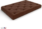 Nirvana Futons Tri-Fold Futon with Mattress Included (Microfiber Fudge, Natural Finish Solid Wood) - Full Size 13 Position Sofa Bed, Lounger, and Couch