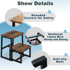 2 Step Stool for Adults Wooden Step Stool with 500 Lbs Capacity, 3 in 1 Heavy Duty Sturdy Stepping Stools Bedside Foot Stool for Kichen/Bathroom/Bedroom High beds, Non-Slip Pads