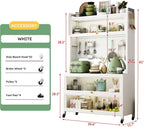 65'' Kitchen Pantry Storage Cabinet, Storage & Microwave Oven Countertop, Pantry Cabinets with 3 Doors and 4 Layers Hole Plate Versatile Storage for Kitchen, Living Room, Dining Room