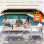 All-Aluminum Double Seater Sofa Waterproof Anti-Rust Outdoor Patio Loveseat for Garden Backyard White