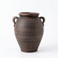 Vintage Terracotta Vase with Dual Handles, Rustic Distressed Ceramic Vase, Large Textured Pottery for Boho Farmhouse Decor, Table Centerpiece,Dried Floral Arrangements