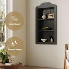 CJL 14'' x 24'' Victorian Recessed Medicine Cabinet, Solid Wood in-Wall Bathroom Cabinet, Wall Niche Shelf, 3-Tier, No MDF, Black
