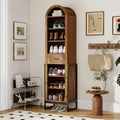 YU YUSING 71" Tall Shoe Storage Cabinet, 8 Tiers Arched Shoe Rack Organizer with Drawer, Freestanding Shoe Closet Shelf with Open Storage for Closet, Entryway, Living Room