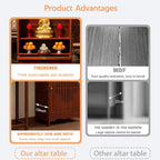 Meditation Altar Table with Storage, Bamboo Buddhist Altar, Shrine Altar Cabinet with Drawers for Worship & Prayer, Suit for Home, Business, Temple (C, 14.9inch)