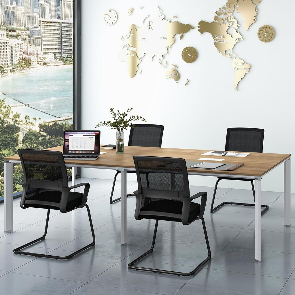 Tangkula Set of 6 Office Guest Chairs with Lumbar Support, Conference Chair with Breathable Mesh Back, Armrests & Sled Base, Reception Chair for Waiting Room, Meeting Room, Black