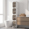 KHNR 4-Tiers Slim Bathroom Storage Cabinet,Narrow Bathroom Storage,Foldable Storage Cabinets,Movable Bathroom Storage Organizer for Small Spaces,Bathroom,White