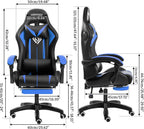 HOFFREE RGB Gaming Chair with Speakers Massage Computer Gaming Chair with LED Lights and Footrest High Back Video Game Chair for Adults Blue and Black