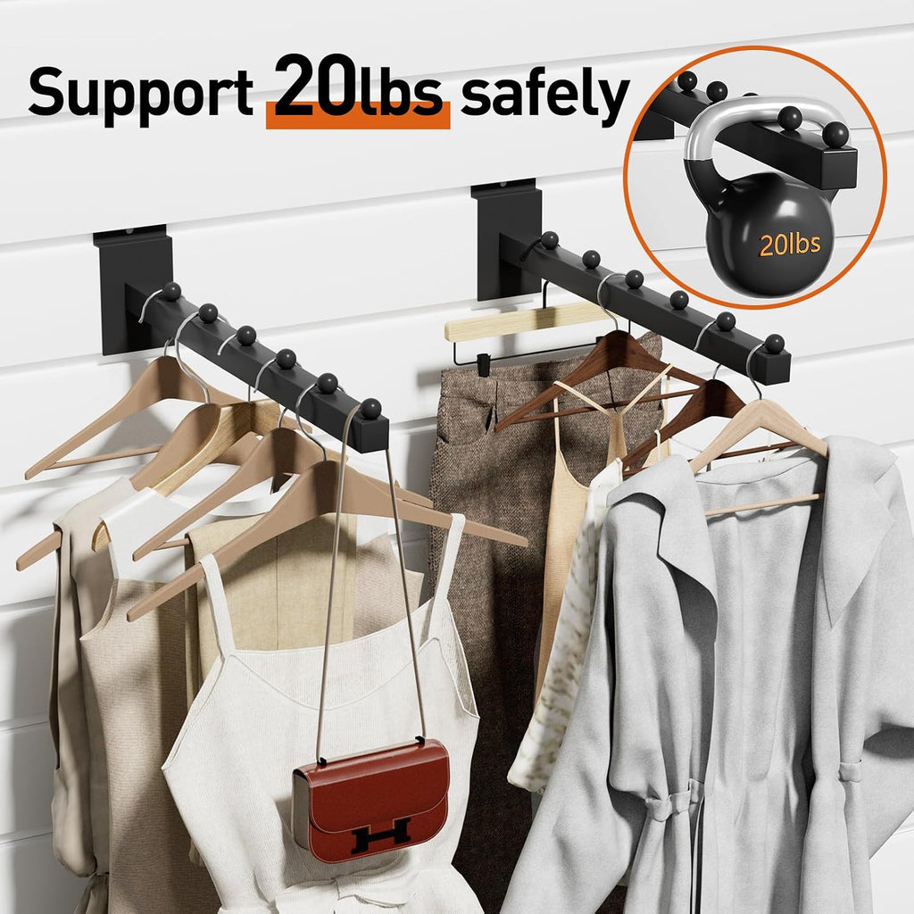 12 Inch Waterfall Slatwall Display Hooks with 6 Balls, Heavy Duty Tube Slat Wall Hanger, Slatwall Accessories for Retail Display, Clothing, Bags, Accessories(18 Pcs)