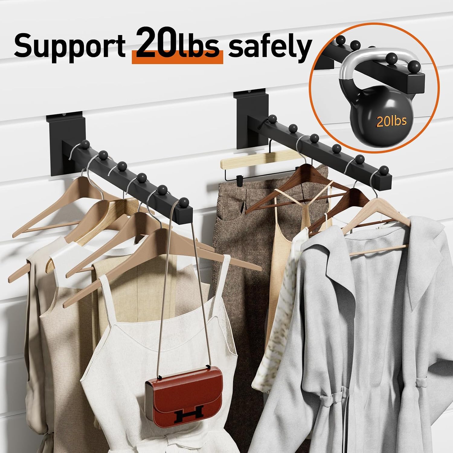 12 Inch Waterfall Slatwall Display Hooks with 6 Balls, Heavy Duty Tube Slat Wall Hanger, Slatwall Accessories for Retail Display, Clothing, Bags, Accessories(18 Pcs)