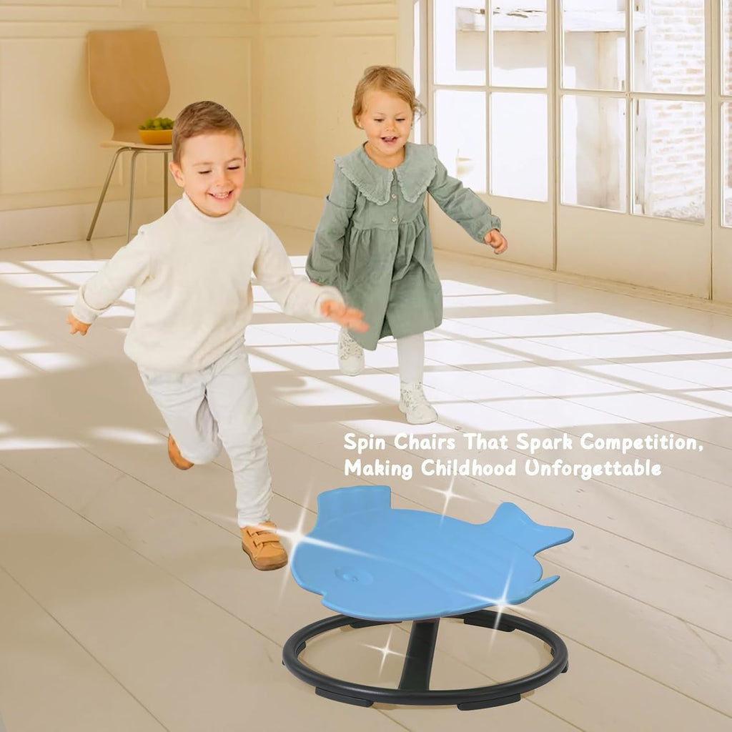 Sensory Spinning Chair for Kids with Autism & ADHD, Swivel Chair for Indoor/Outdoor Use, Sit and Spin Toys, Fish-Shaped Sensory Chairs for Autistic Children, Training Body Coordination (Blue)