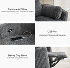 Nursery Rocking Chair, Boucle Upholstery Recliner with 2 Pillow, Swivel Glider Reclinerr, Power Reclining Sofa Chair for Living Room/Office/Apartment/Dark Gray