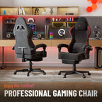 Ferghana Velvet Fabric Ergonomic Gaming Chair with Footrest and Linkage Armrest, High Back Computer Game Chair with Massage Lumbar Support for Adult(Black/Red)