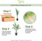 Nearly Natural 4ft Golden Cane Palm, Double Stalk Artificial Tree With Lush Realistic Foliage Maintenance Free Indoor Faux Palm Plant For Living Room, Easy Setup, Perfect Tropical Decoration