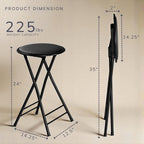 Lavish Home Backless Folding Stool with 225lb Capacity for Kitchen or Rec Room - Portable Indoor Counter Bar Stools (24-Inch, Black)