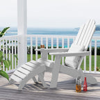 MXIMU Folding Adirondack Ottoman Set of 2: HIPS Plastic Outdoor Footrest Easy Assembly - All Weather Foot Rest Foot Stool for Adirondack Chair Use in Patio Garden Backyard Pool (White)