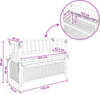 Bamboo Garden Storage Bench 110x47x80 cm, Outdoor Seating with Hidden Compartment, Natural Finish Post Leg Design for Patio or Sunroom