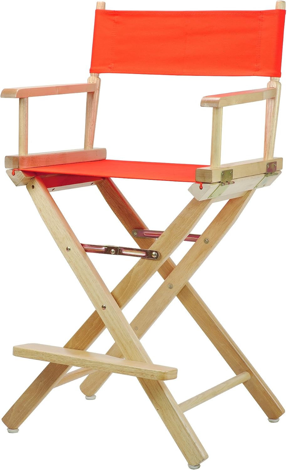 Casual Home 24" Director's Chair Natural Frame with Orange Canvas, Counter Height