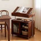 Solid Wood Side Table for Living Room, Bedroom, Walnut | Movable, Flip Top, 7 Angle Adjustment, Ample Storage