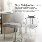 Dining Chairs Set of 4，Modern Channel Tufted Upholstered Dining Chairs with Silver Stainless Steel Legs, Comfortable Chenille Fabric Kitchen Chairs for Dining Room (Grey, 4pc)