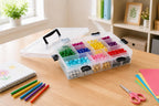 59 Grids Bead Organizer Box - Large Double Layer with Locking Lids, Clear Craft Storage Container (14.2"x10.2"x3.5") for Jewelry Beads, DIY, Fishing Tackle, Small Parts Organization