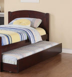 Twin Size Bed w, Trundle Slats Dark Cherry Pine Plywood Youth Bedroom Furniture