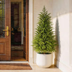 2Pack 3FT Artificial Topiary Trees for Outdoor, UV Resistant Realistic Faux Pine Shrubs Plants, Indoor Fake Trees for Home Offices Front Porch Decor