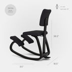 Varier Variable Plus Ergonomic Kneeling Chair with Backrest Black/Black| Active Sitting Posture Support Home Office Desk Chair | 10 Year Guarantee