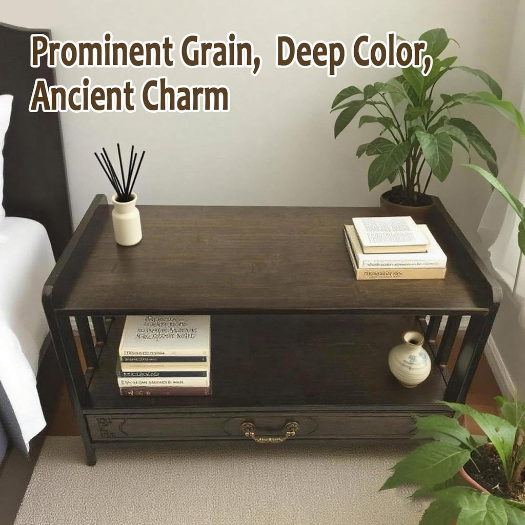 Meditation Table Altar,Small Altar Table,Hand Carved Natural Brown Wood Small Puja Table, Used in The Tea Table Japanese,Study Room,Yoga Room.IT is 20.5 Inches Long,10 Inches Wide, 11 Inches Tall
