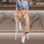 Portable Folding Chair, Stool, Bar Chair: 75cm Seat Height, White Color. Easy to Fold and Carry. Perfect for Home or Outdoor.