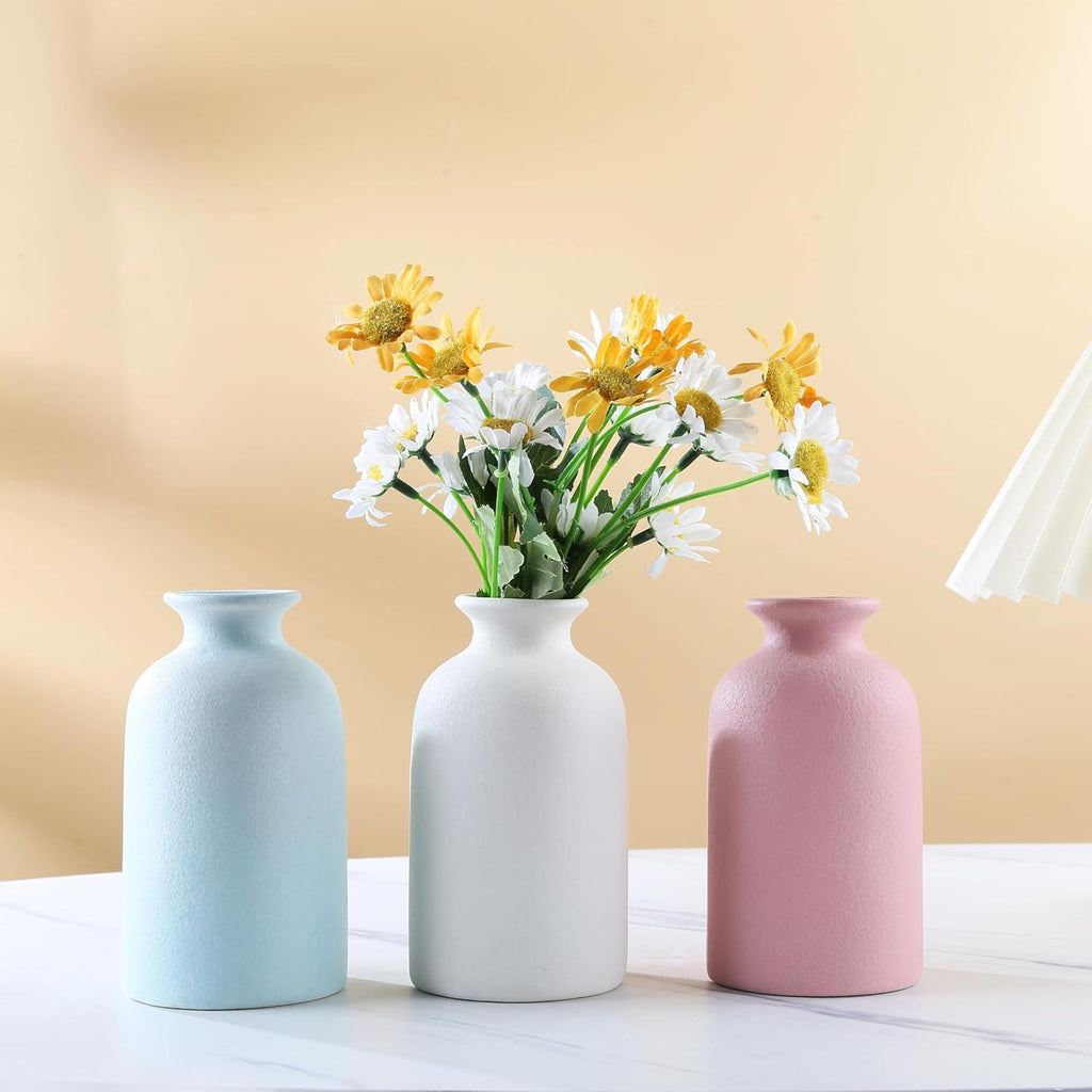 Blue Small Ceramic vase Dry Flower Vases for Home Decor Bohe vase Dried Flowers Home, Living Room,Modern, Minimalist,Centerpieces Office Desk Best Decoration(S Blue)
