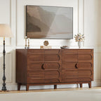 ONBRILL 63" Sideboard Buffet Cabinet with Storage, Large Buffet Cabinet with 4 Circular Panel Design Doors and Adjustable Shelves, Modern Sideboard for Living Room, Kitchen (Walnut)