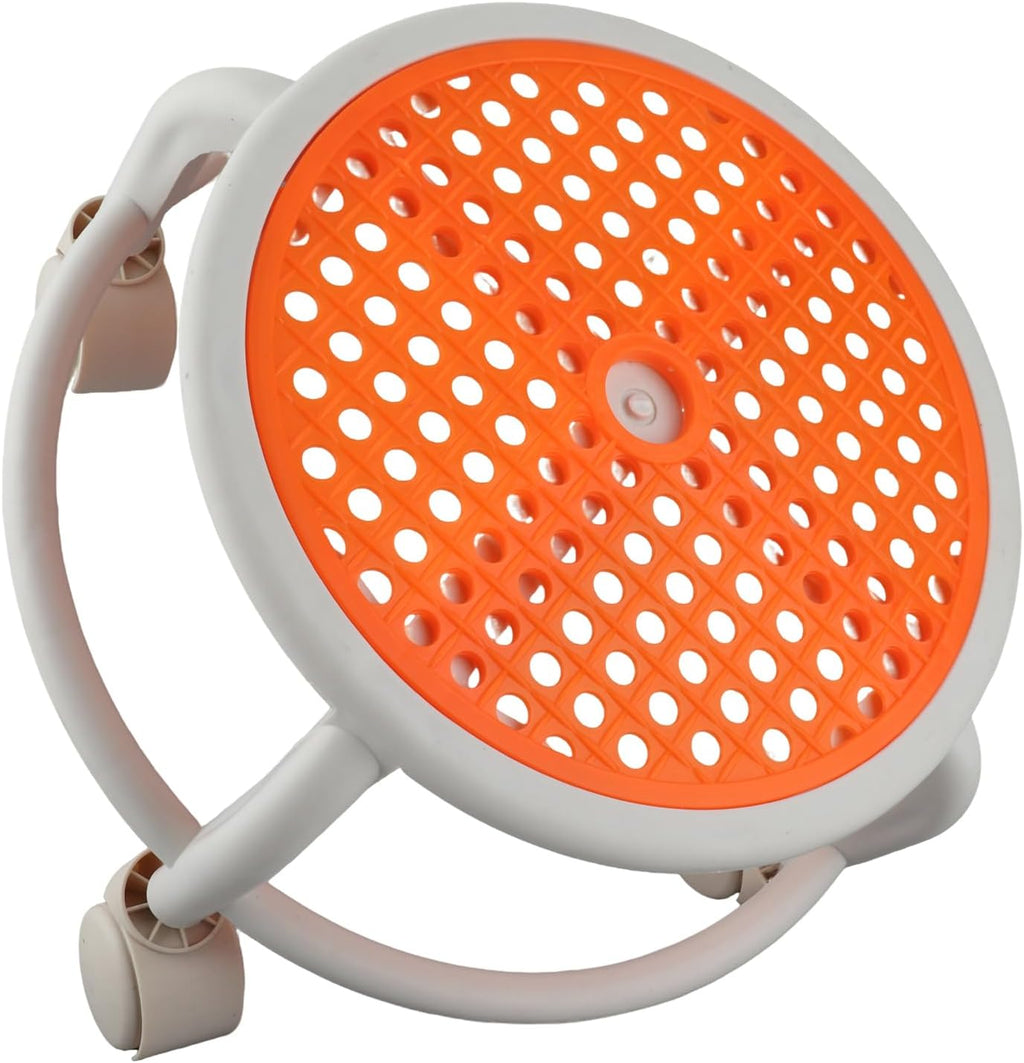 Comfortable Low Stool with Wheels with High Load Capacity for Home, Ergonomic Breathable Swivel Seat for Adults, Plastic Material (Orange)