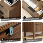 47 Inch Tall Dressers for Bedroom Fluted 5 Drawer Dresser, Wooden Dresser Modern Chest of Drawers Dressers with Organizer Storage for Bedroom, Living Room, Entryway, Walnut