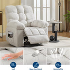 Rocking Recliner Chair with Massage & Heat, Overstuffed Fabric Upholstery, Remote Control, Side Pockets, for Living Room, Bedroom, Nursery, Home Theater, Beige