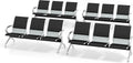 Kinsuite Set of 4 Waiting Room Reception Chairs with Arms 3-Seat Office Guest Chairs & Reception Chairs Bench PU Leather for Airport Office Bank Hospital Seat