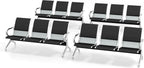 Kinsuite Set of 4 Waiting Room Reception Chairs with Arms 3-Seat Office Guest Chairs & Reception Chairs Bench PU Leather for Airport Office Bank Hospital Seat