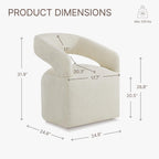 KISLOT Upholstered Dining Chairs Set of 4, Modern Rolling Dining Chairs with Hidden Casters, Arm Kitchen Chairs with Linen Look Fabric, Padded Barrel Chairs for Dining Room, Kitchen, Cream Beige