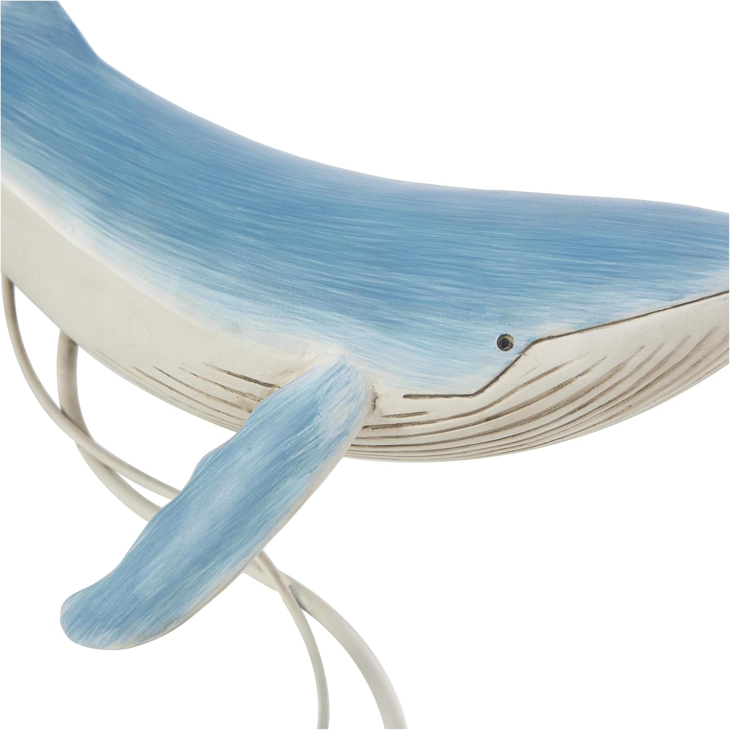 Deco 79 Polystone Whale Decorative Sculpture Swimming Mother and Baby Home Decor Statue with Yellow Accents, Accent Figurine 18" x 6" x 17", Blue