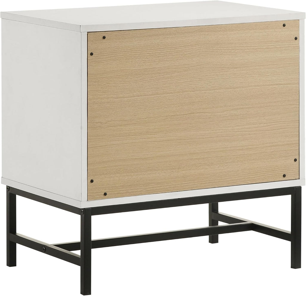 White 2-Drawer Nightstand Bedside Table,for Small Spaces
