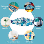 Sukh Decorative Flat Glass Marbles - Flat Glass Stones for Vases Table Scatter Gems Firepit Blended Fire Vase Filler Fish Tank Rocks Floral Stones Decorative for Decorative,Art Craft Materials