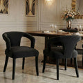 Hyfirm Black Velvet Dining Chairs Set of 2, Modern Upholstered Accent Chairs with Curved Back & Arms, Comfy Large Fully Upholstered Side Chair for Living Room
