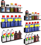 Riciakik 6 Pack Spray Bottle Holder Wall-Mounted, Aerosol Spray Can Holder Storage Rack, Heavy-Duty Paint Bottle Organizer with 30 Holes, Steel Black Spray Rack for Garage, Shop, Home or Tool Trailer