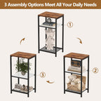 Heybly Small Side Table Set of 2, Tall End Table with Adjustable Shelf, Nightstand, Telephone Table, Accent Table Stand, Entryway Table, Bedroom,Living Room, Office,Kitchen, Rustic Brown HET003SR2