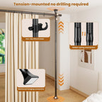 Abiglifty Room Divider Curtain Rods No Drilling, Adjustable 4-10Ft(H) Wall Divider for Room Separation, Temporary Privacy Tension Curtain Rods, Freestanding Space Room Separator, Black
