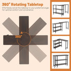 GOFLAME 360° Rotating Sofa Side Table, Mobile Couch Side End Table with 2-Tier Storage Shelves, Swivel Rolling Desk w/Metal Frame, 6 Casters, Movable Laptop Table for Home Office, Patented, Walnut
